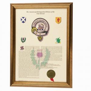 Scottish Clan History in a Gold Frame