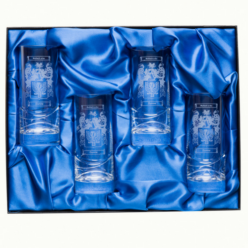 Hi Ball glasses with coats of arms and family crest