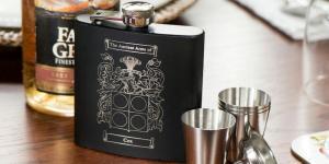 Coat of arms hip flask