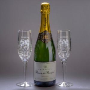 Crystal champagne set with coat of arms