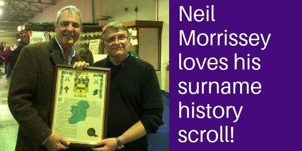 Neil Morrissey with his surname scroll