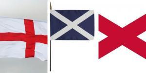 The flags of St George, St Andrew and St Patrick.