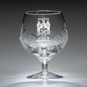 Brandy Glass with coat of arms and family crest.