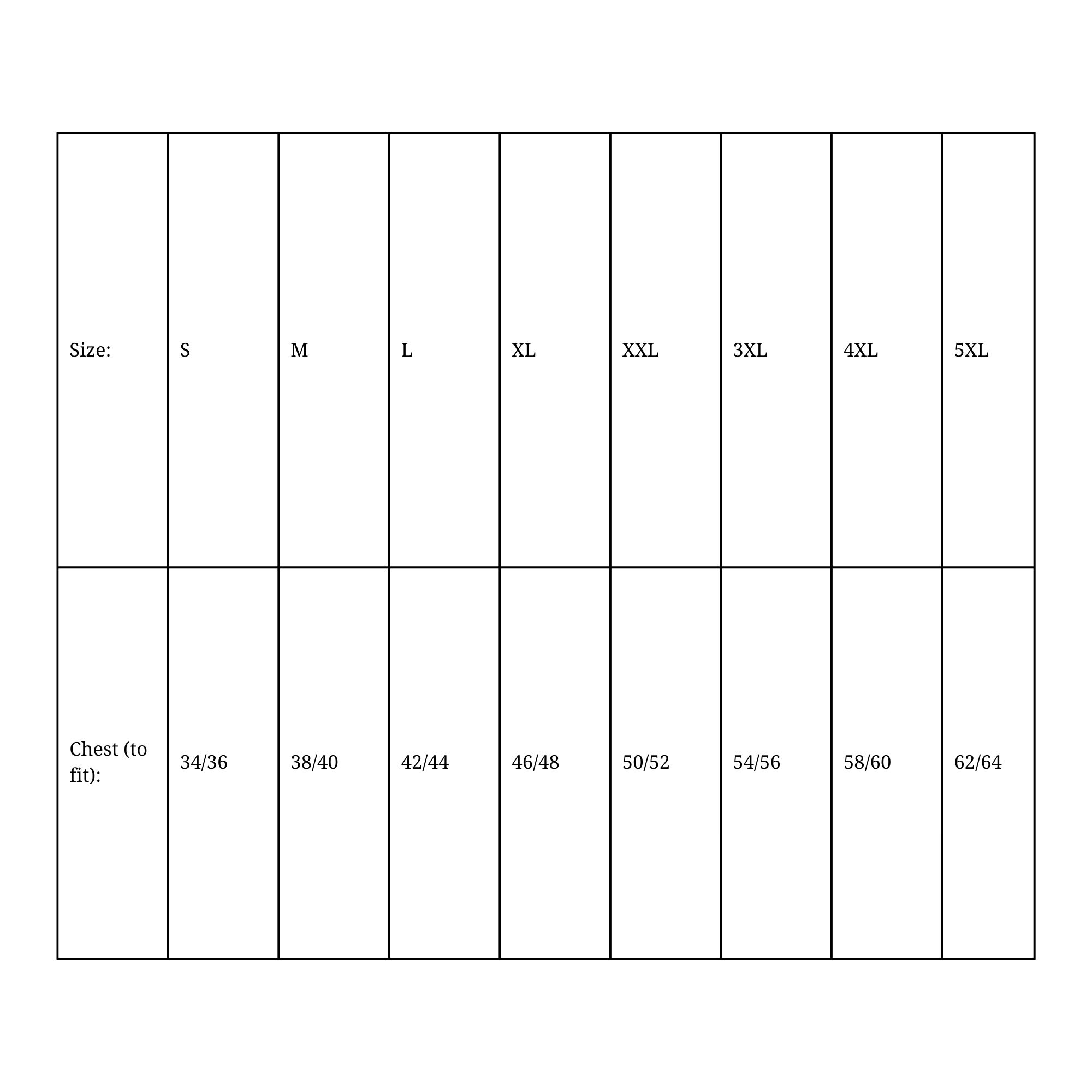 SIZE CHART