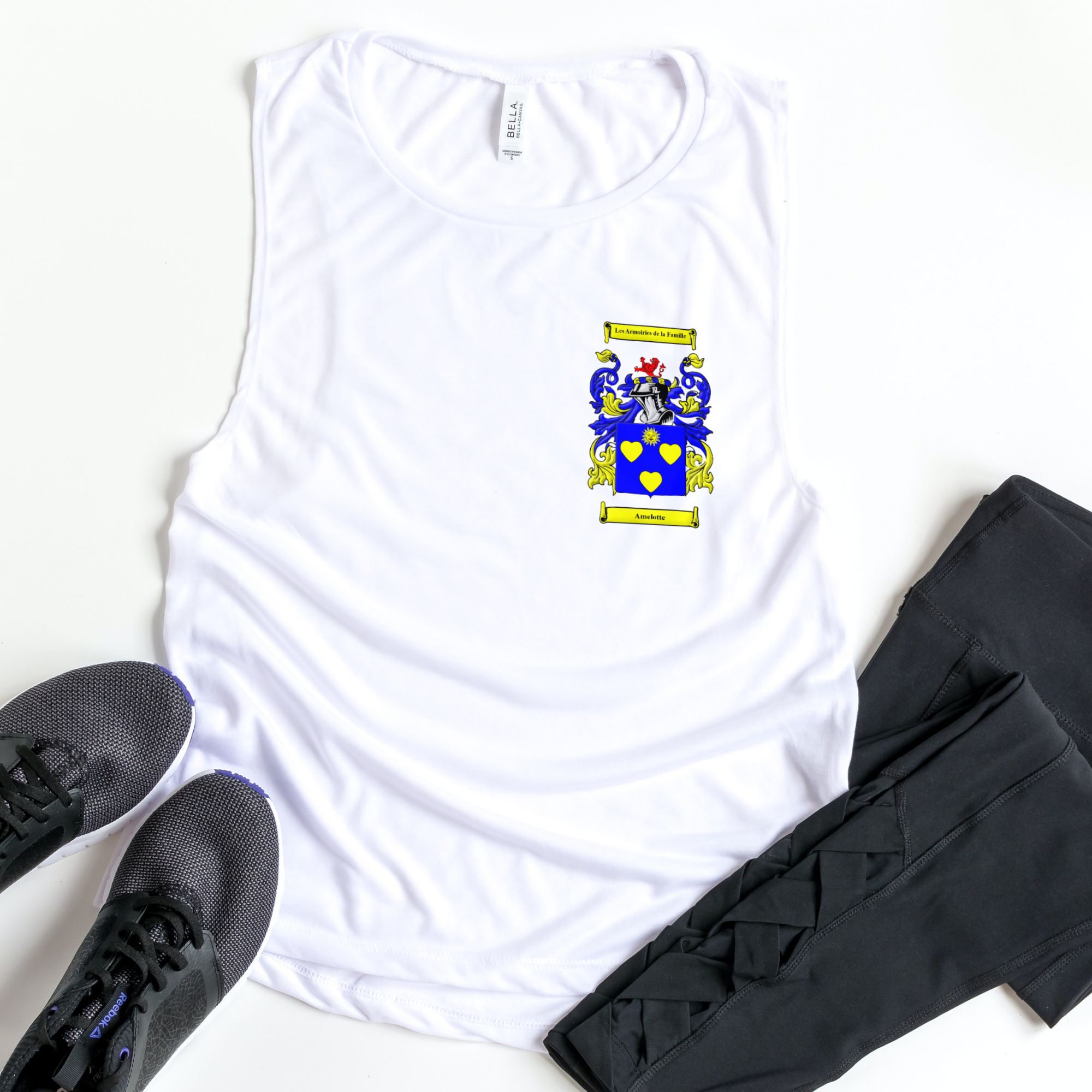 tank top with small coat of arms family crest (2)