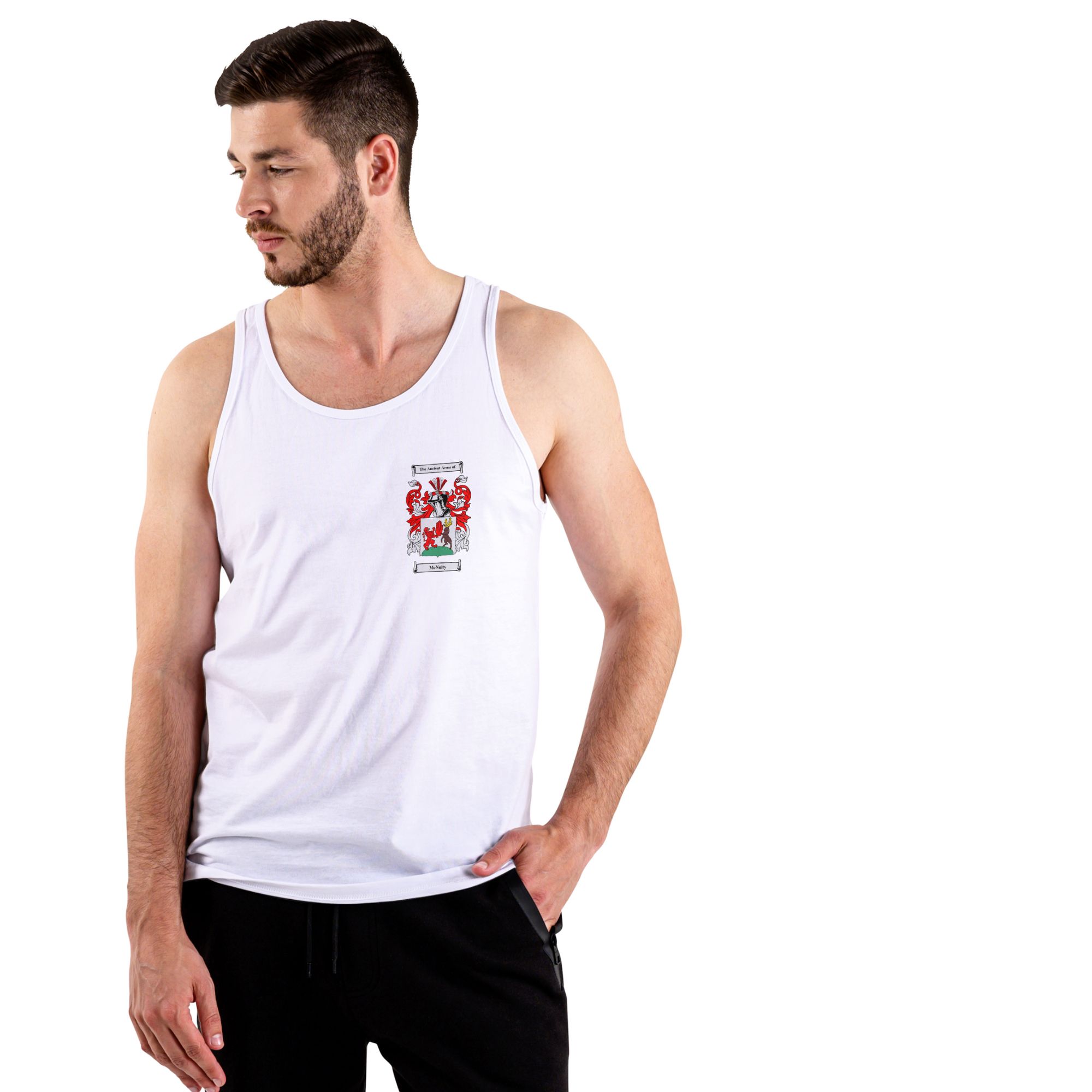 tank top with small coat of arms family crest (5)