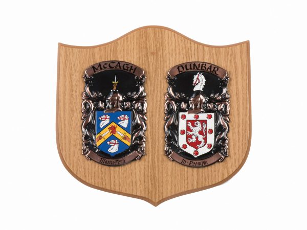 Double Oak Style Coat of Arms / Family Crest Shield, Bespoke Personalised Gift