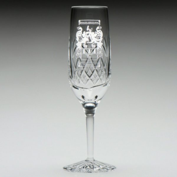 Champagne / Prosecco Crystal Flutes with Coat of Arms