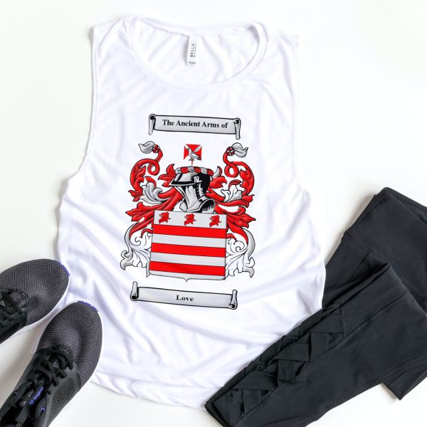 White Tank Top with Large Coat of Arms / Family Crest