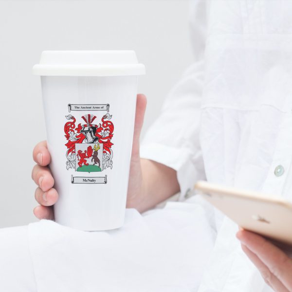 White Thermal Mug with Coat of Arms / Family Crest