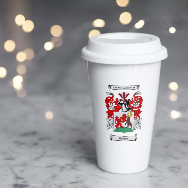 White Thermal Mug with Coat of Arms / Family Crest