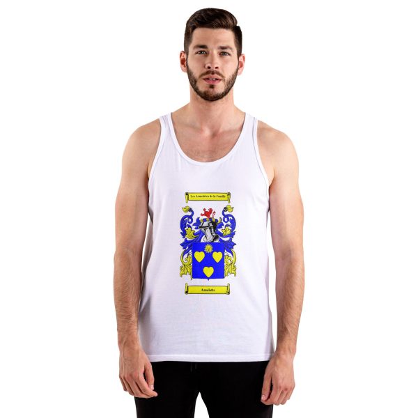 White Tank Top with Large Coat of Arms / Family Crest